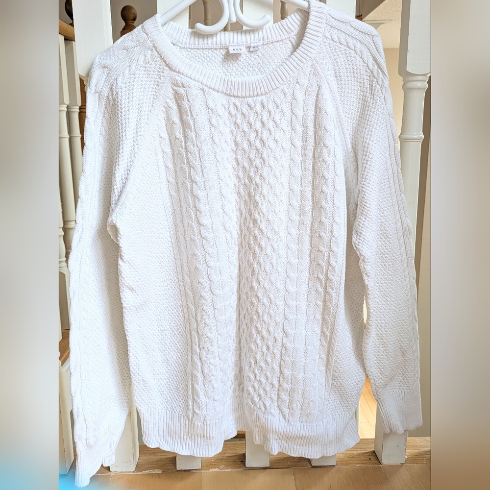 Women's White Cable Knit Sweater